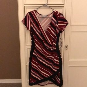 Black, Cream and Red Stripe Ladies Surplus Dress.